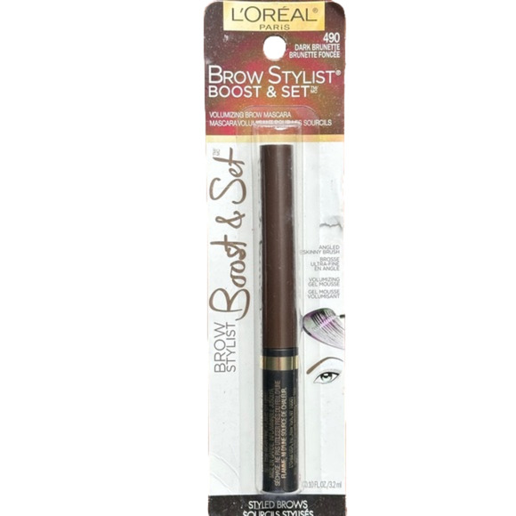 New 2‎ L'Oreal Brow Stylist Boost & Set Volumizing Brow Mascara Dark Brunette - Picture 2 of 3